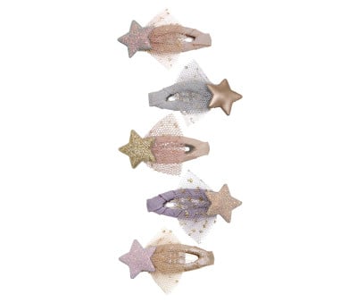 5 Mini Clips Tutu Stars Pastels