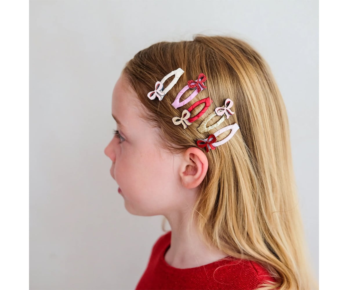 5 mini clips fofos Laço Vermelho
