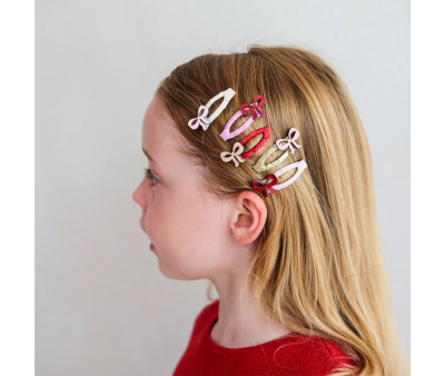 5 mini clips fofos Laço Vermelho