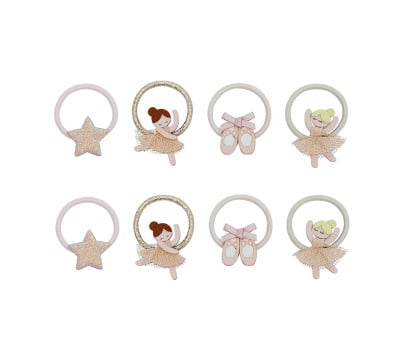 8 Gomas de Pelo Mini Ballerina Ties Neutral