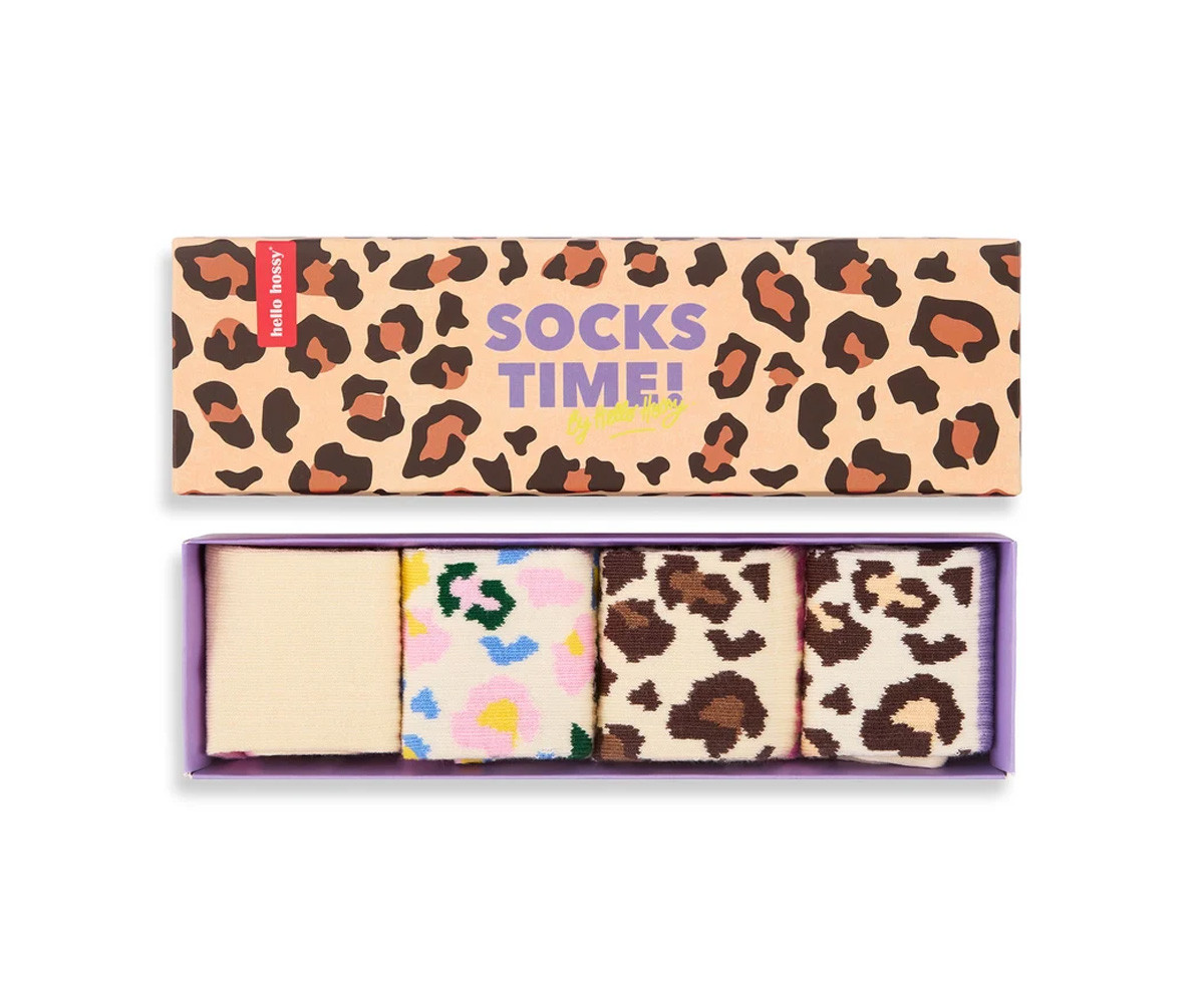 Pacote de 4 pares de meias Leopardo