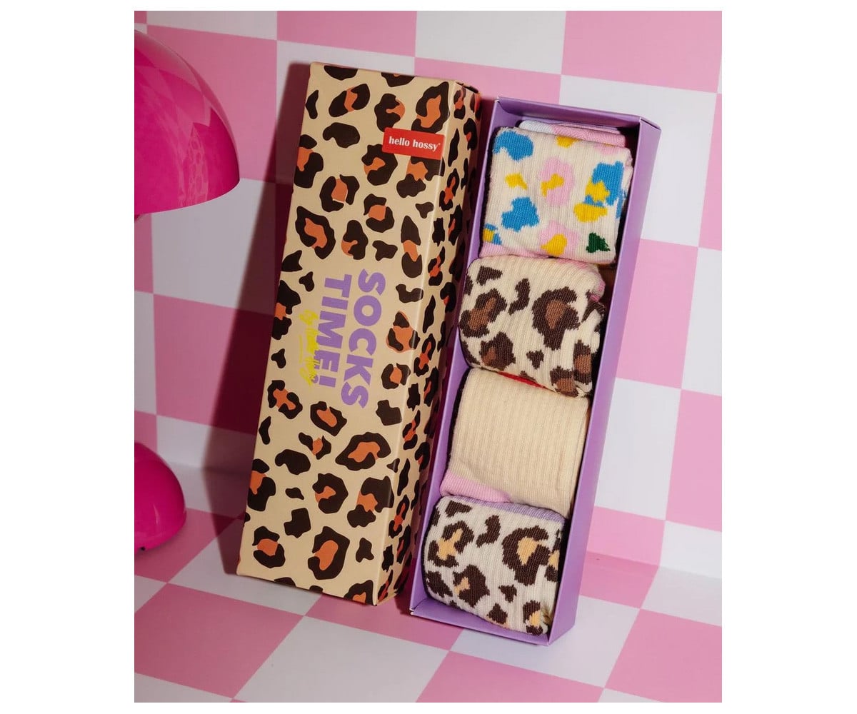 Pacote de 4 pares de meias Leopardo