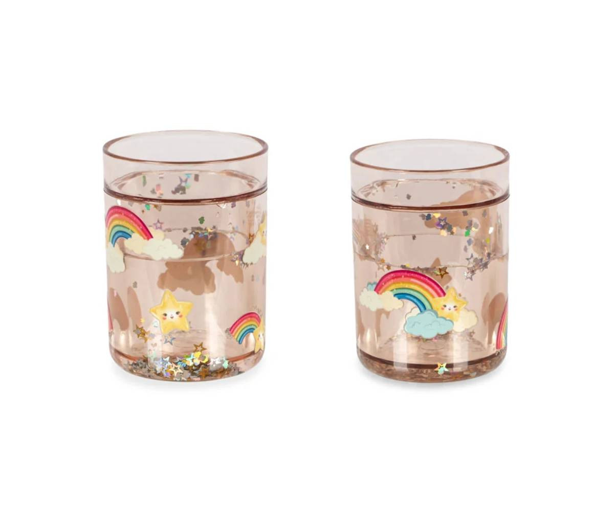 2 Bicchieri con Glitter Rainbow