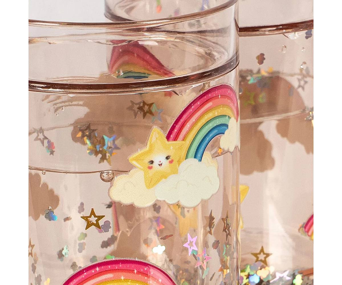 2 Bicchieri con Glitter Rainbow