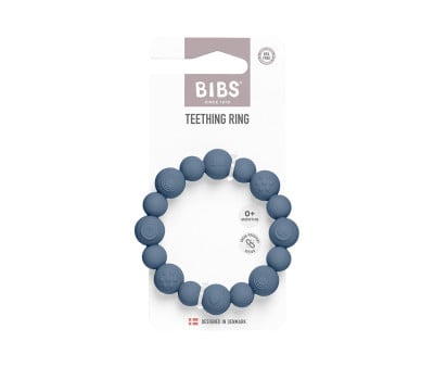 Dentarello in Silicone  BIBS Ring Beaded Steel Blue