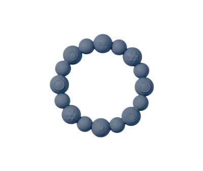 Mordedor de silicone azul BIBS Ring Beaded Steel