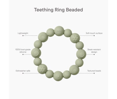 Dentarello in Silicone  BIBS Ring Beaded Baby Blue