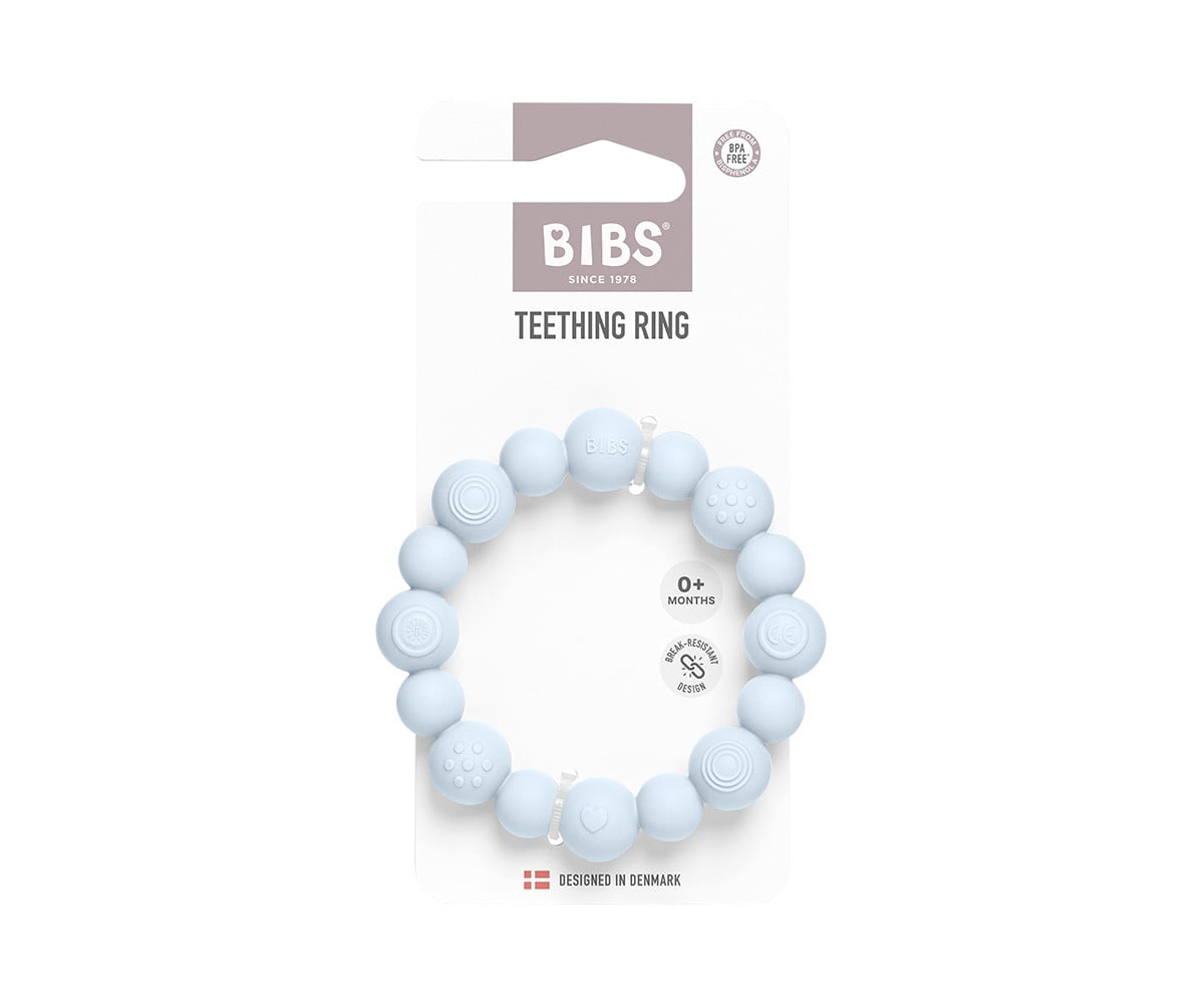 Dentarello in Silicone  BIBS Ring Beaded Baby Blue