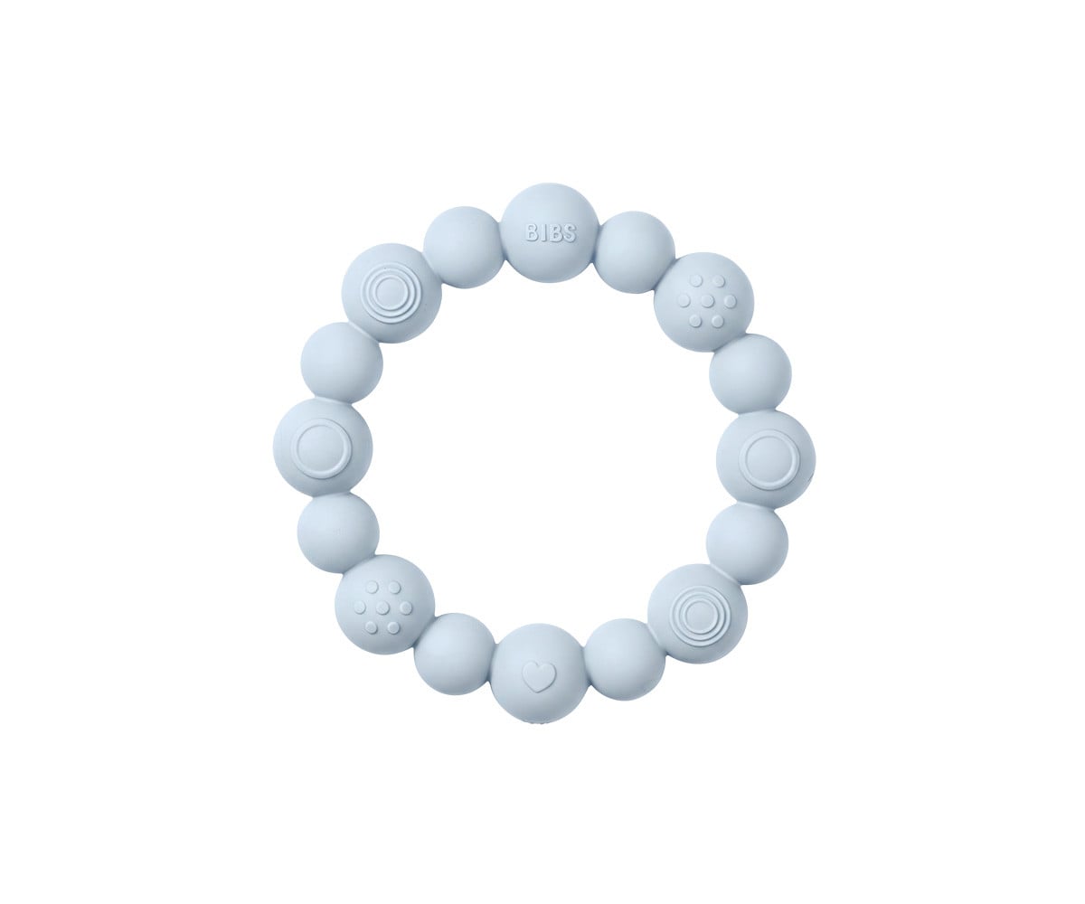 Dentarello in Silicone  BIBS Ring Beaded Baby Blue