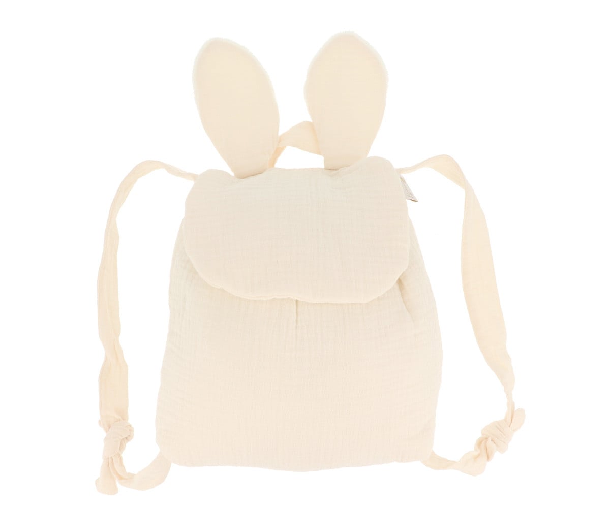 Mochila Pequeña Gasa Conejo Écru Personalizable
