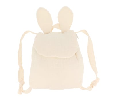 Mochila coelho de chiffon pequena Ecru personalizável 