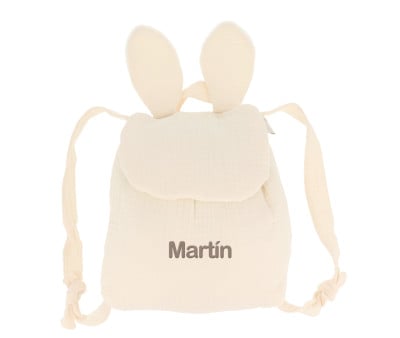 Mochila Pequeña Gasa Conejo Écru Personalizable