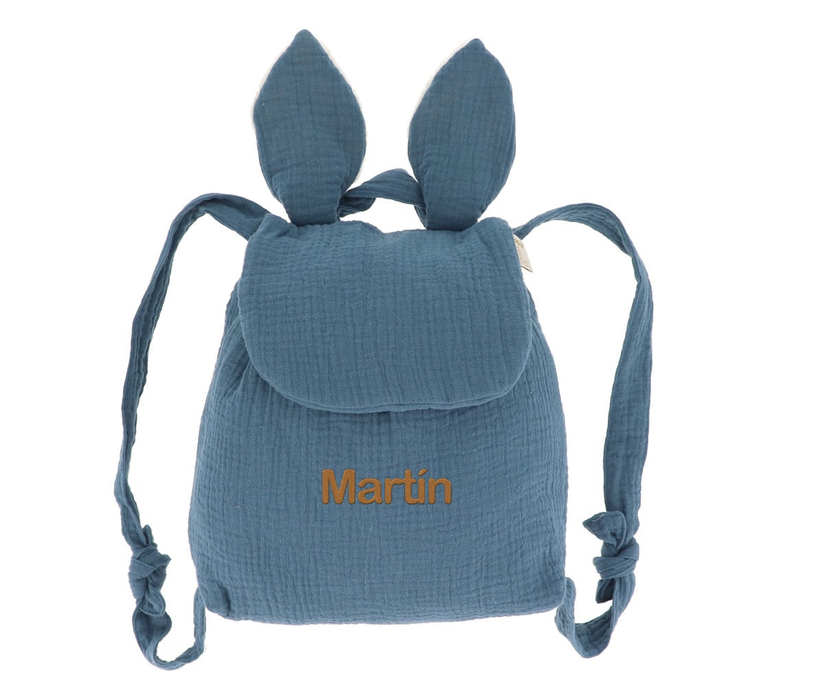 Mochila Pequeña Gasa Conejo Bleu Stone Personalizable