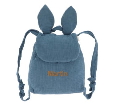 Mochila Pequeña Gasa Conejo Bleu Stone Personalizable