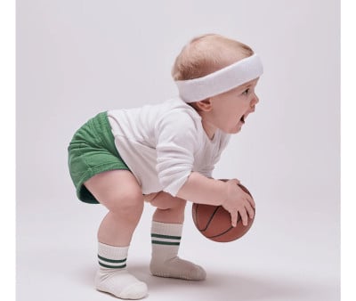 Meias desportivas de algodão verde antiderrapante
