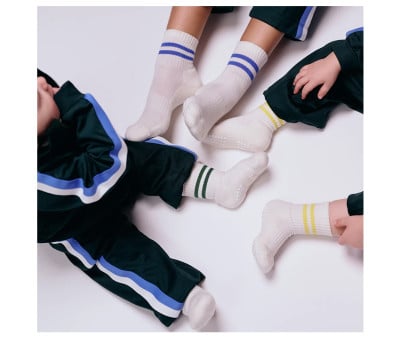 Meias desportivas de algodão verde antiderrapante