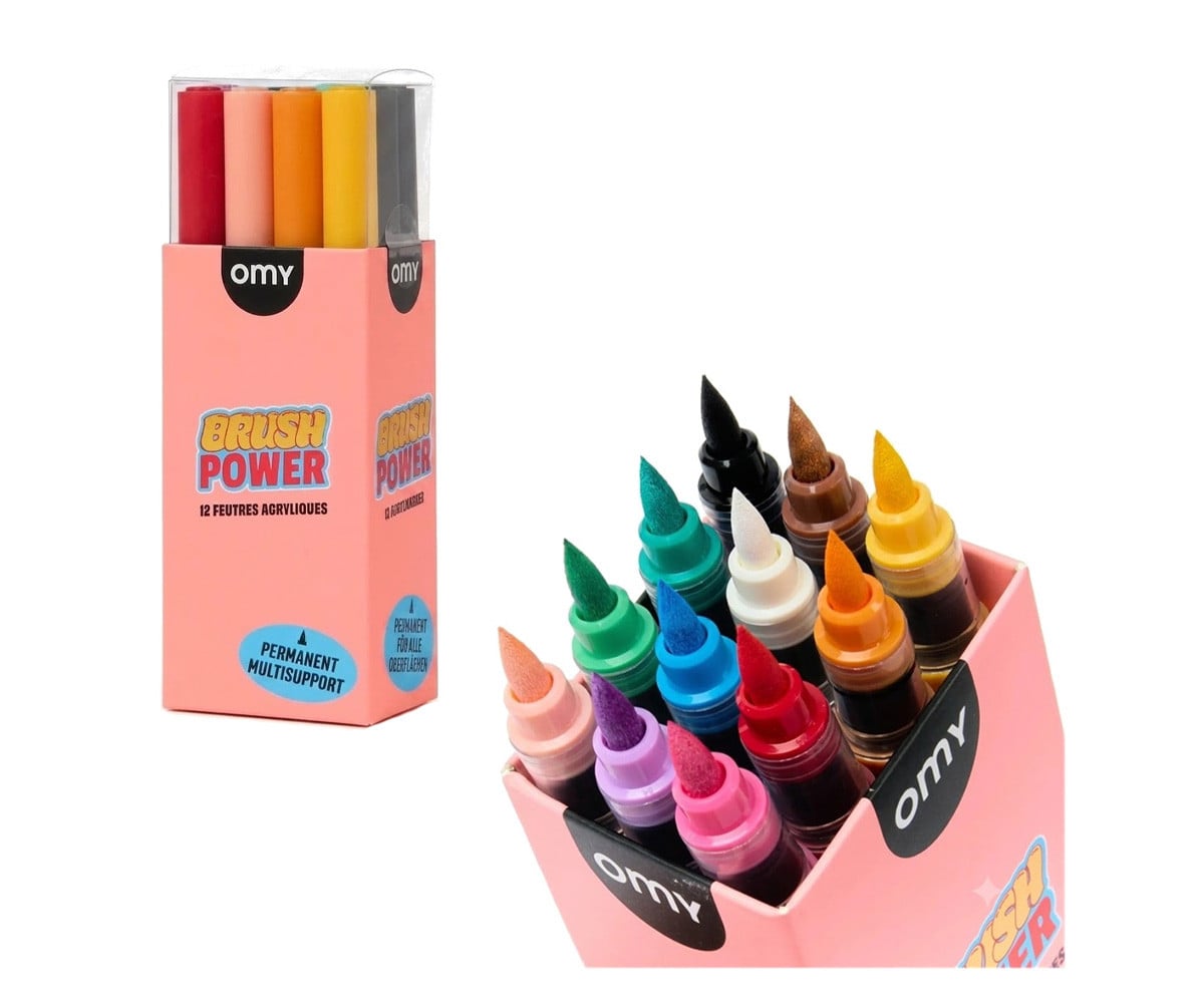 12 Pennarelli Acrilici Permanenti Brush Power