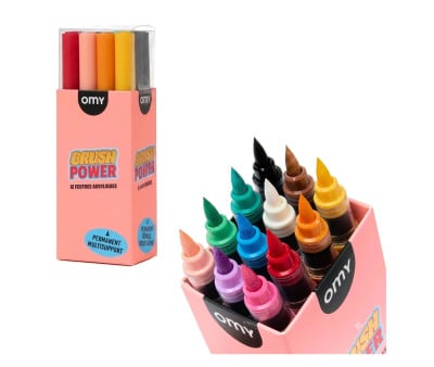 12 Pennarelli Acrilici Permanenti Brush Power