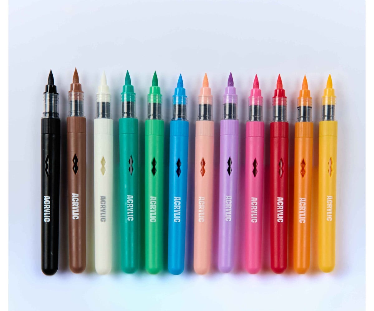 12 Pennarelli Acrilici Permanenti Brush Power