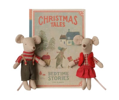 Ratoncitos Gemelos Christmas Hermano y Hermana Pequeños en Libro