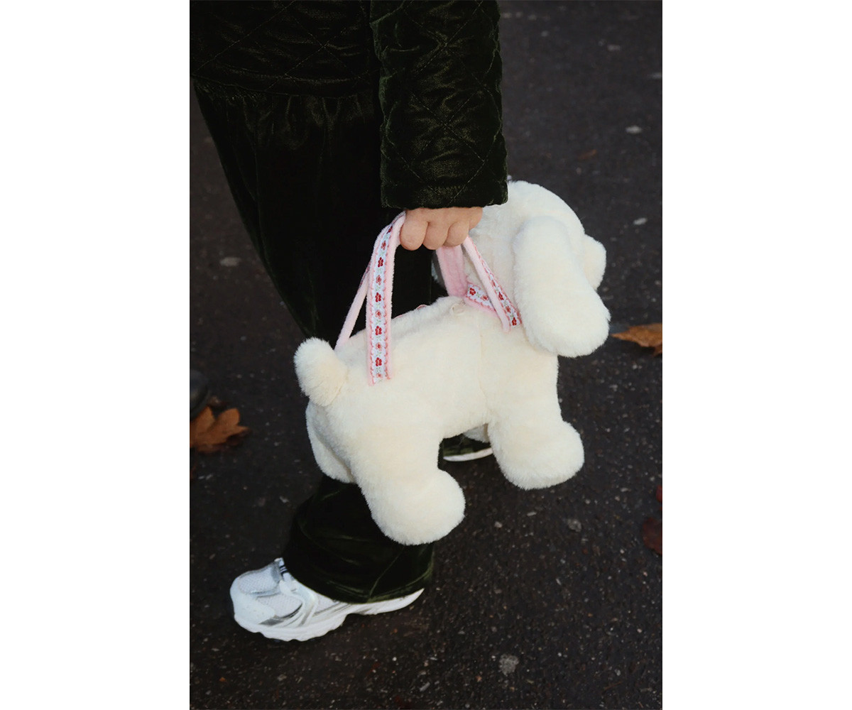 Borsa in Peluche Dog Off White