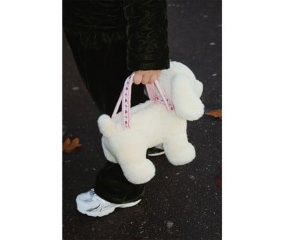 Borsa in Peluche Dog Off White