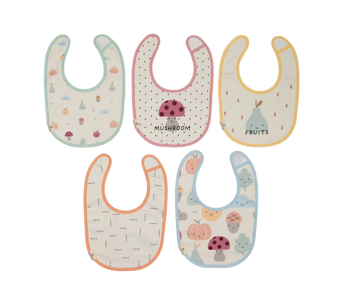 Set 5 Bavagli Impermeabili in Cotone Mushroom