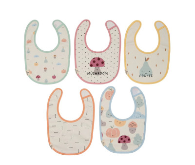 Set 5 Bavagli Impermeabili in Cotone Mushroom