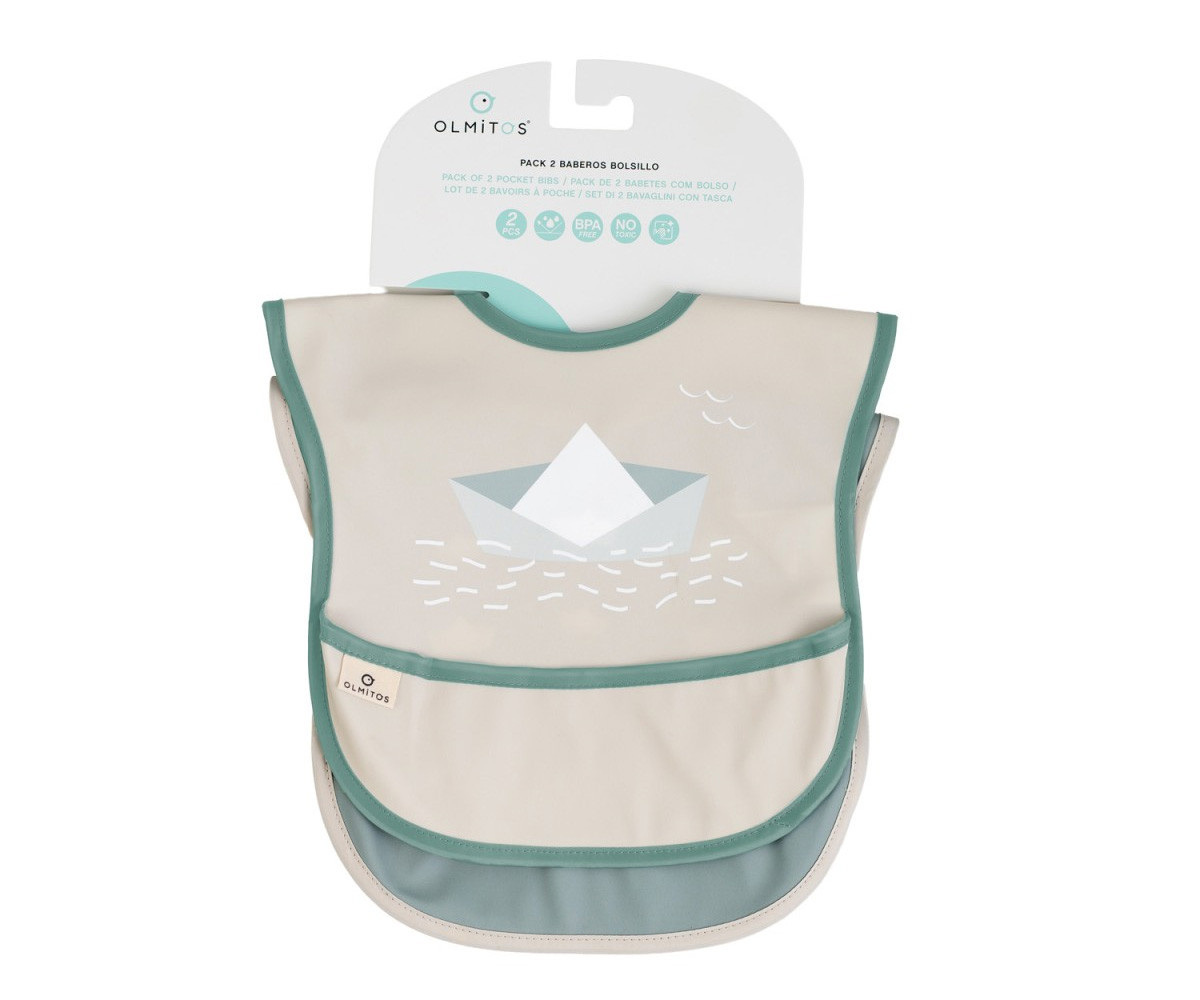 2 Bavagli Impermeabili con Tasca Paper Boat