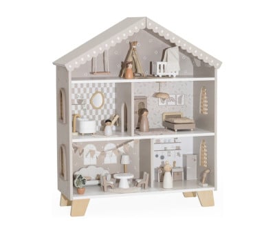 Casa de Muñecas de Madera Nougat con Muebles y Familia
