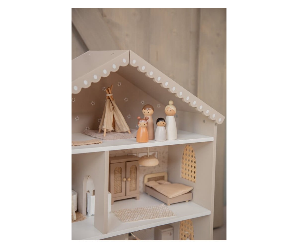 Casa de Muñecas de Madera Nougat con Muebles y Familia