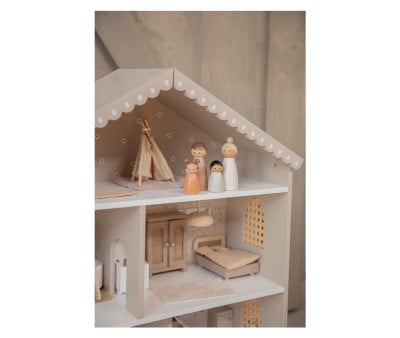 Casa de Muñecas de Madera Nougat con Muebles y Familia