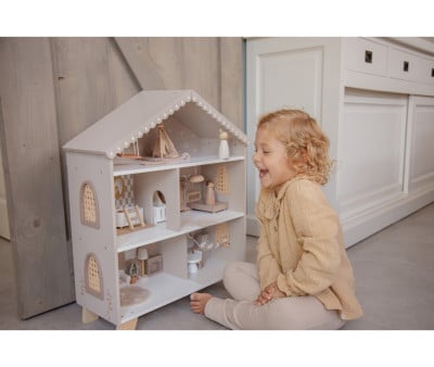 Casa de Muñecas de Madera Nougat con Muebles y Familia