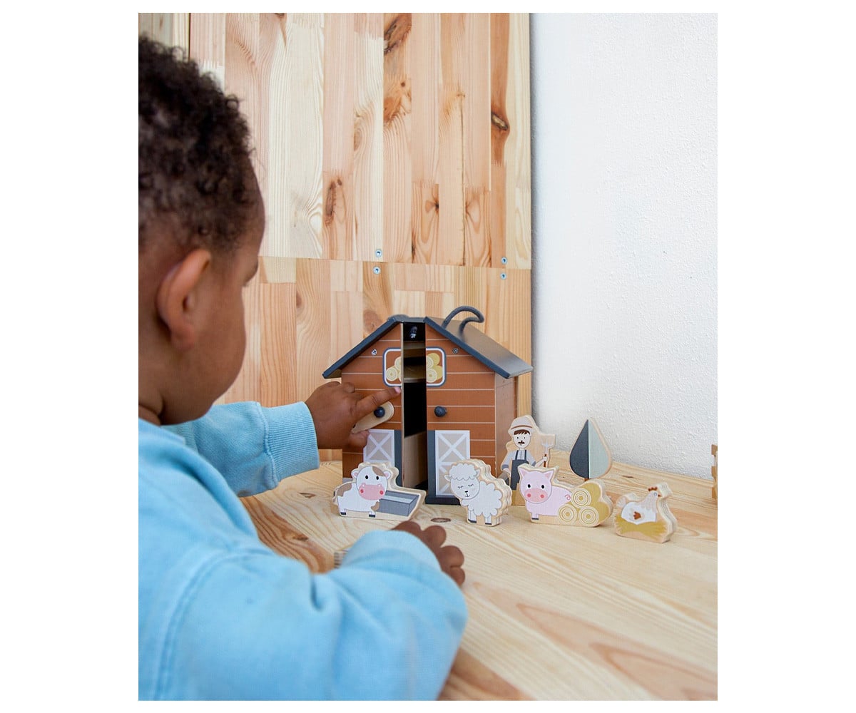 Granja de Madera Plegable con Animales