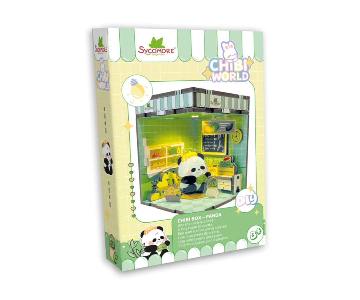Mini Diorama con Luz LED Chibi Box Panda