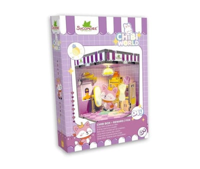 Mini Diorama con Luz LED Chibi Box Fox