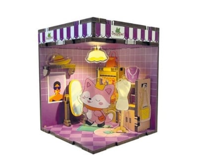 Mini Diorama con Luz LED Chibi Box Fox