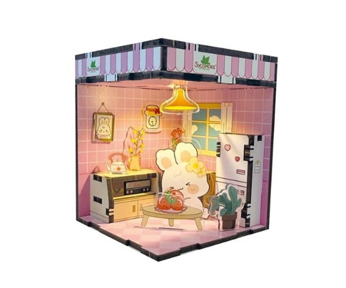 Mini Diorama con Luz LED Chibi Box Bunny