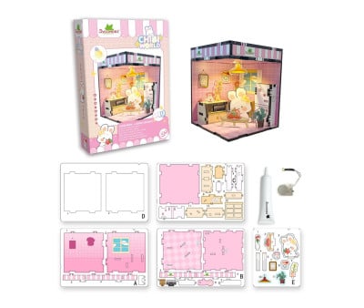 Mini Diorama con Luz LED Chibi Box Bunny