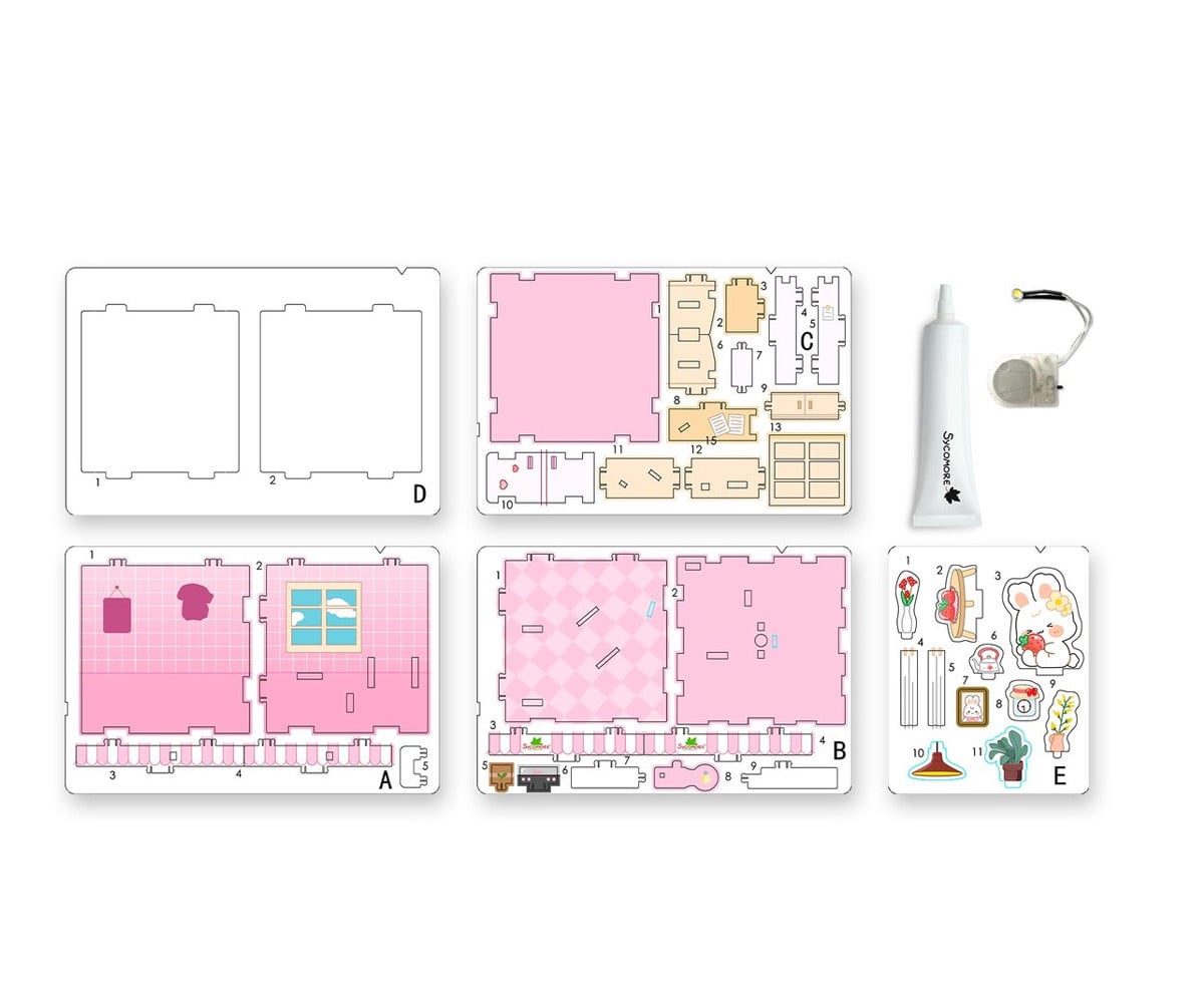 Mini Diorama con Luz LED Chibi Box Bunny