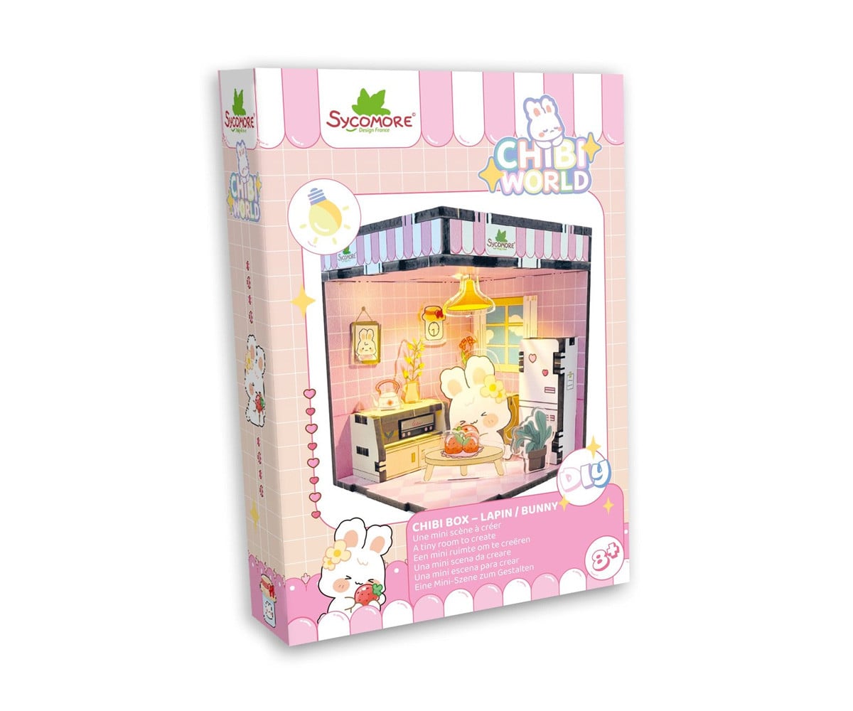 Mini Diorama con Luz LED Chibi Box Bunny