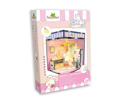 Mini Diorama con Luz LED Chibi Box Bunny