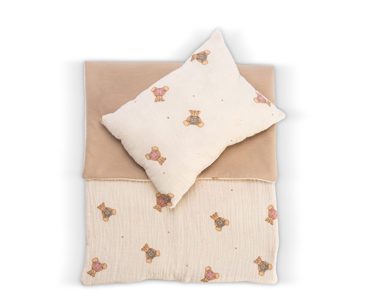 Set Edredón y Almohada Teddy Musa Camel para Muñecos