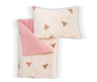 Set Edredón y Almohada Teddy Musa Rosa para Muñecos