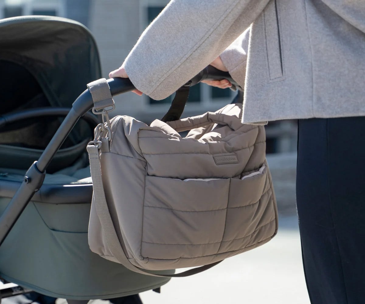 Bolso Acolchado Grande para Carro Bebé con Cambiador Taupe