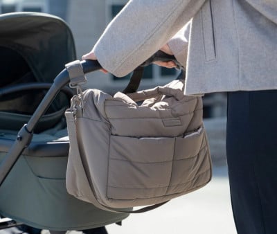 Bolso Acolchado Grande para Carro Bebé con Cambiador Taupe