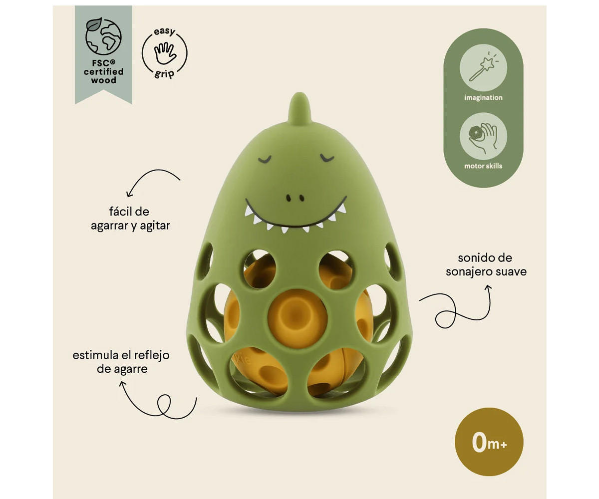 Sonajero Sensorial de Silicona Mr. Dino
