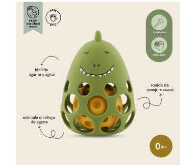 Sonajero Sensorial de Silicona Mr. Dino