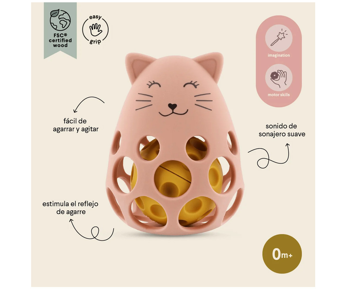 Sonajero Sensorial de Silicona Mrs. Cat