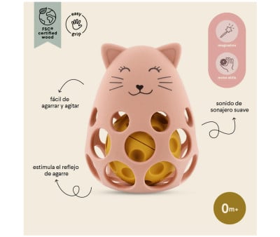 Sonajero Sensorial de Silicona Mrs. Cat